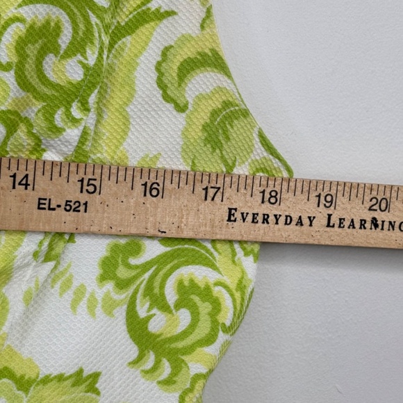 Teri Jon Rickie Freeman Sleeveless Dress 14 Green Print Preppy Old Money Spring - Picture 9 of 13